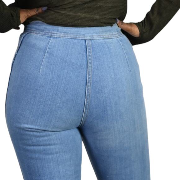 Vintage Renard Jeans Blue High Waist Straight Bareback 80s French Cut Tight 25 - Picture 7 of 16